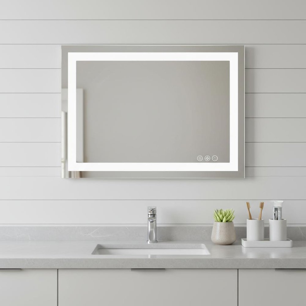 24" Clear Lighted Frameless Bathroom Vanity Mirror HomeRoots