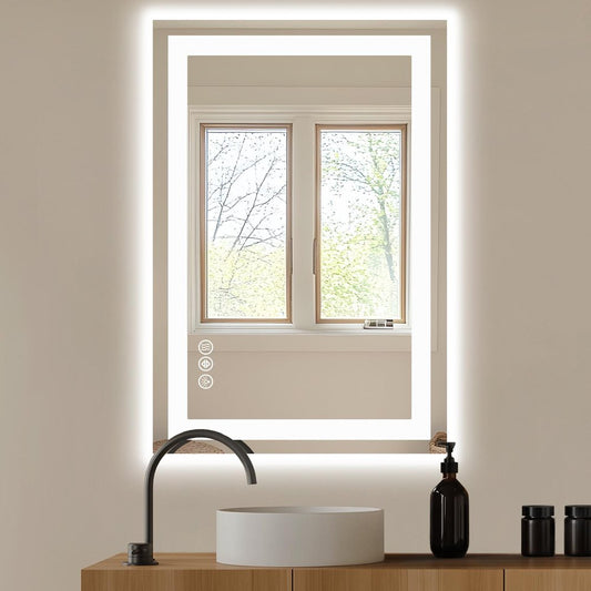 24" Clear Lighted Frameless Bathroom Vanity Mirror HomeRoots
