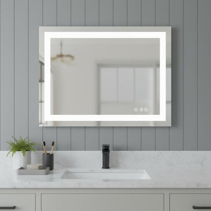 28" Clear Lighted Frameless Bathroom Vanity Mirror HomeRoots