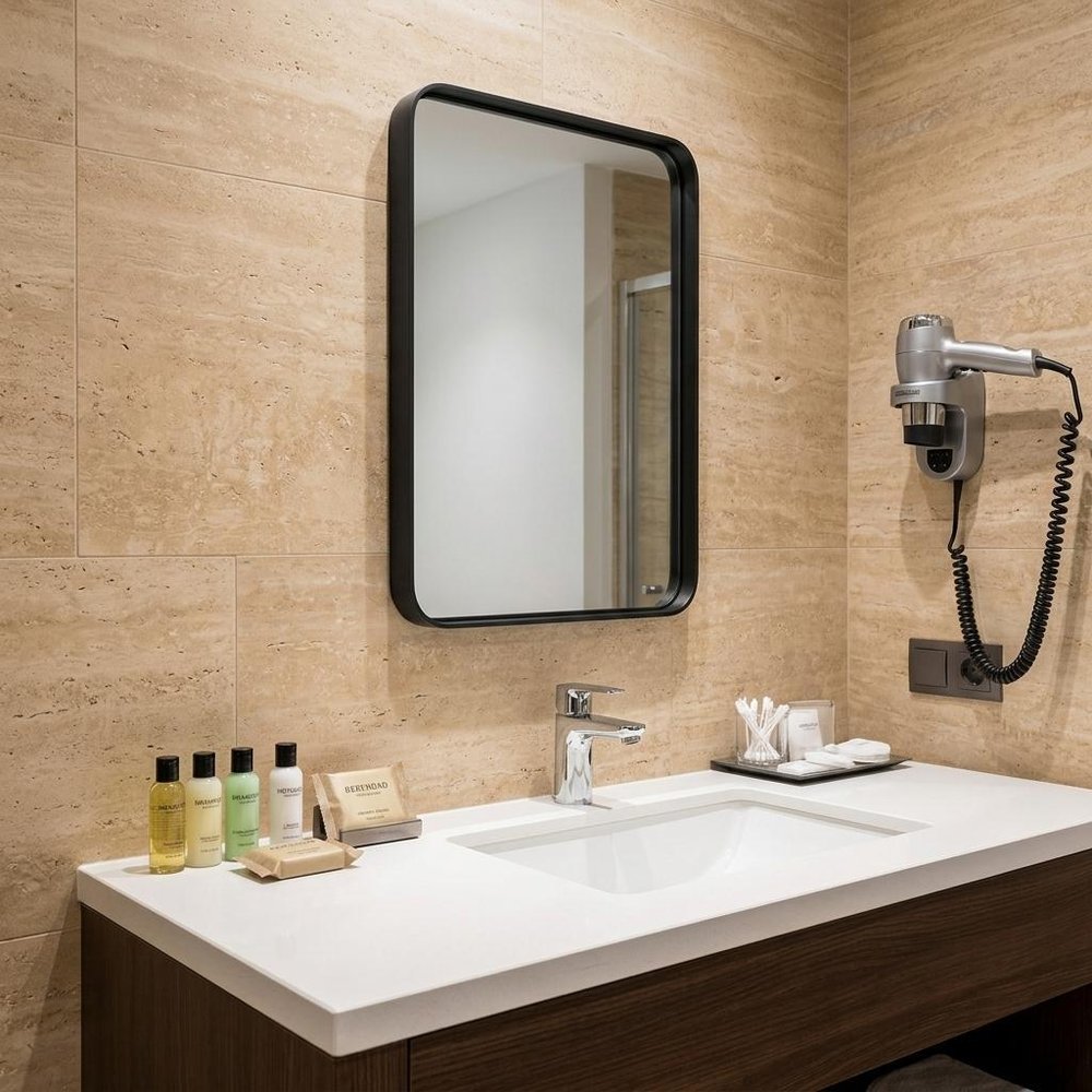 30" Black Metal Floating Framed Bathroom Vanity Mirror HomeRoots
