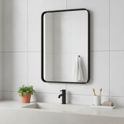 30" Black Metal Floating Framed Bathroom Vanity Mirror HomeRoots