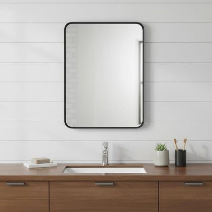 35" Black Metal Floating Framed Bathroom Vanity Mirror HomeRoots