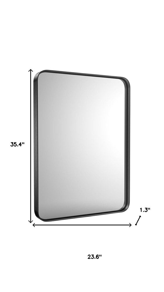 35" Black Metal Floating Framed Bathroom Vanity Mirror HomeRoots