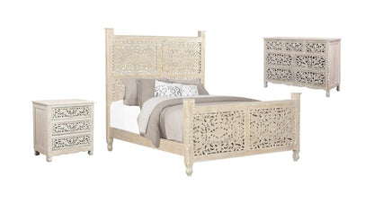 Three Piece White Solid Wood Bedroom Set