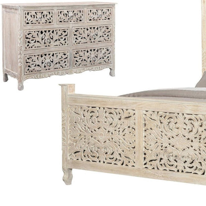 Three Piece White Solid Wood Bedroom Set HomeRoots