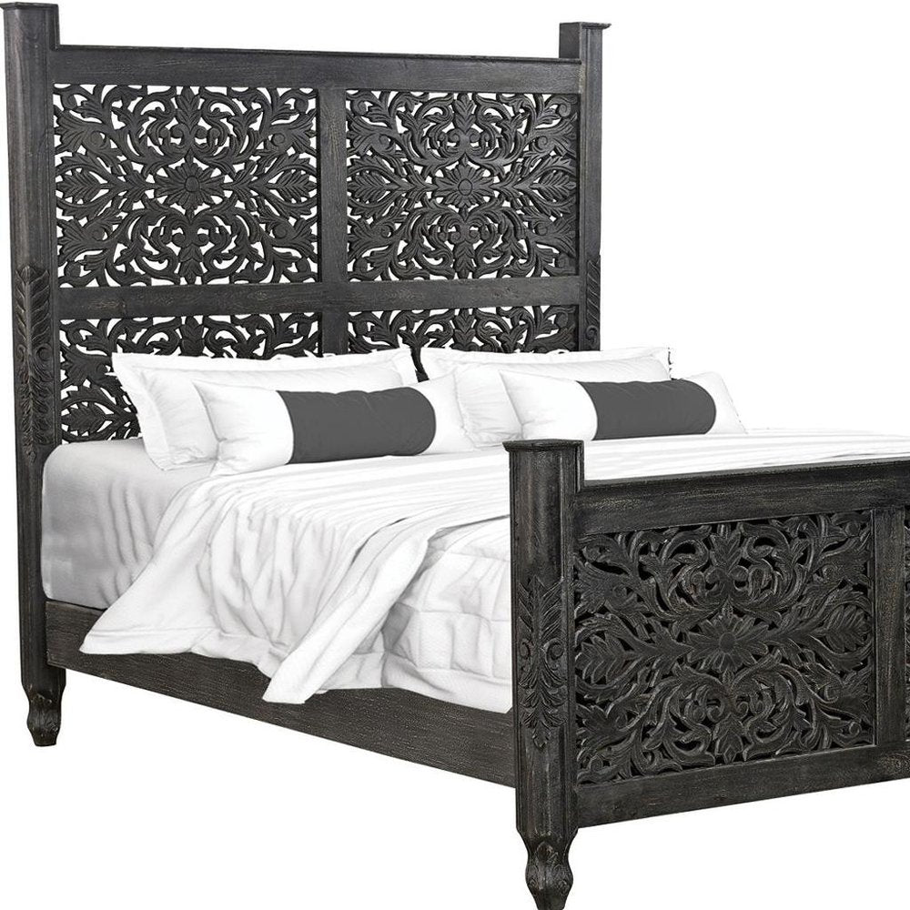 Three Piece Black Solid Wood Bedroom Set — view 7