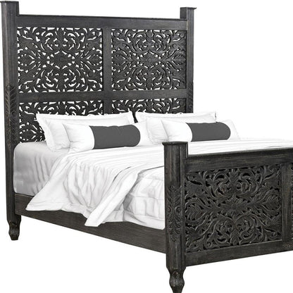 Three Piece Black Solid Wood Bedroom Set HomeRoots