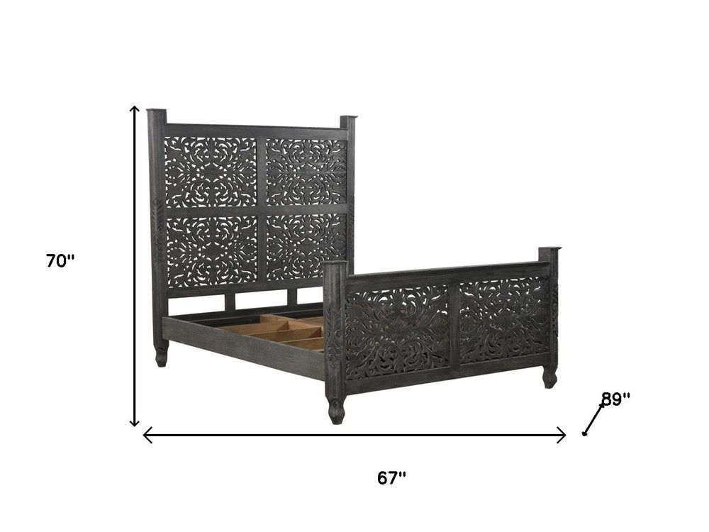 Three Piece Black Solid Wood Bedroom Set — view 8