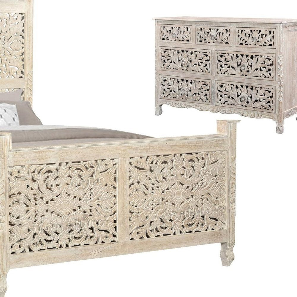 Three Piece White Solid Wood Bedroom Set — view 7