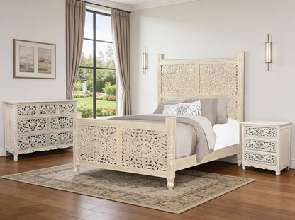 Three Piece White Solid Wood Bedroom Set HomeRoots