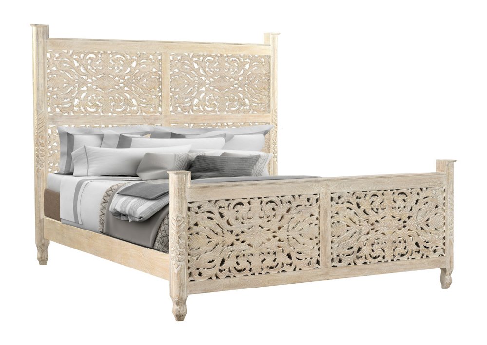 Three Piece White Solid Wood Bedroom Set — view 6