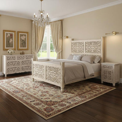 Three Piece White Solid Wood Bedroom Set HomeRoots