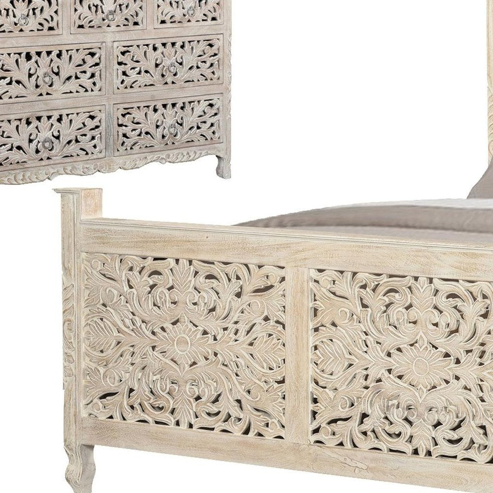 Three Piece White Solid Wood Bedroom Set — view 8