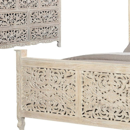 Three Piece White Solid Wood Bedroom Set HomeRoots
