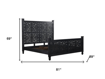 Three Piece Black Solid Wood Bedroom Set HomeRoots