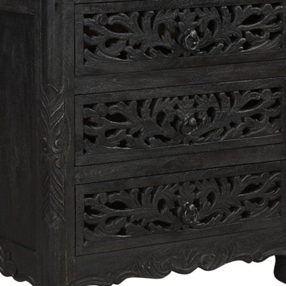 Three Piece Black Solid Wood Bedroom Set — view 7