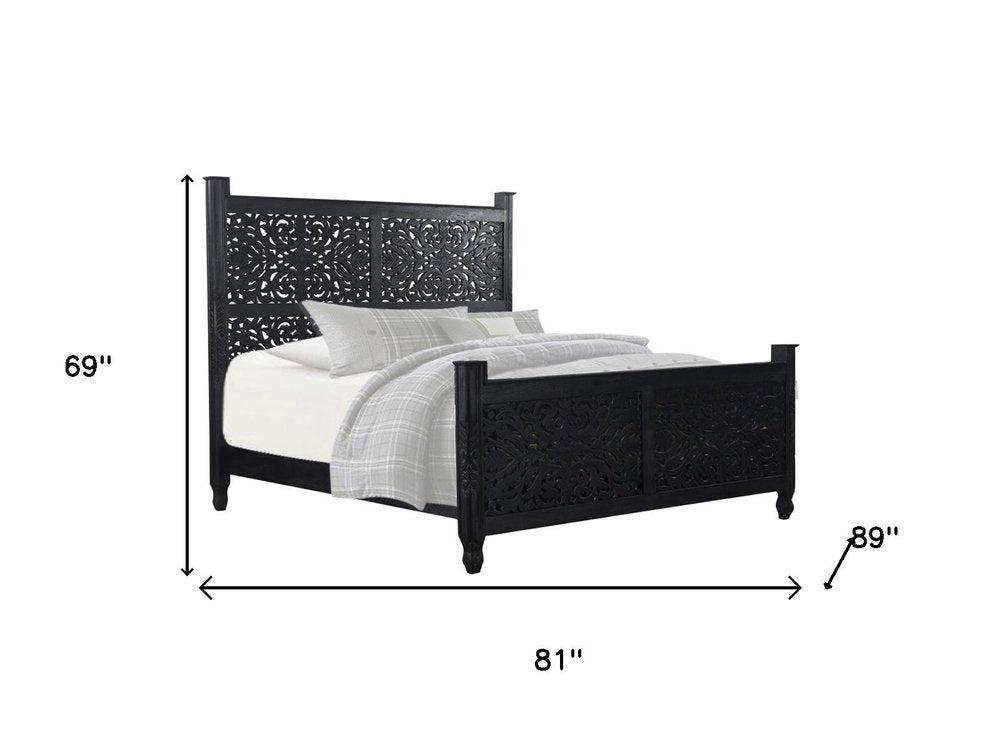 Three Piece Black Solid Wood Bedroom Set — view 8