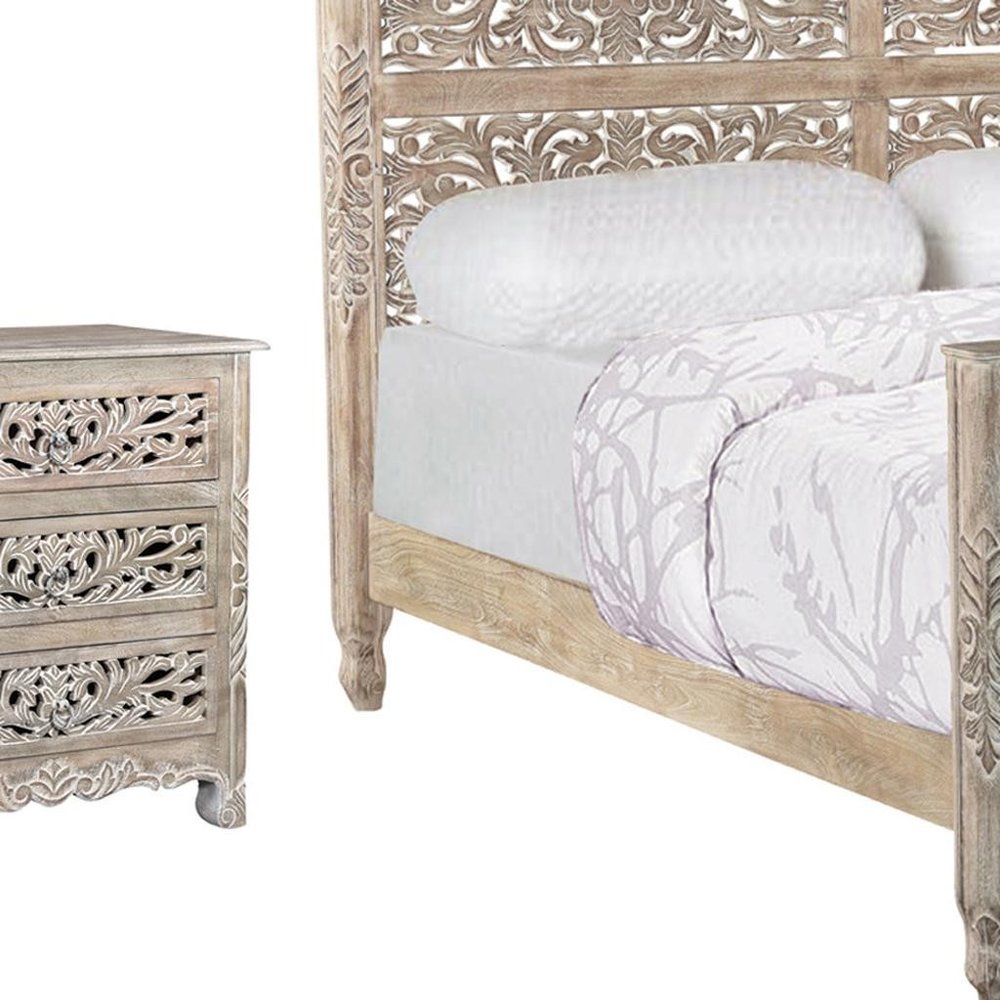 Three Piece Gray Solid Wood Bedroom Set — view 7