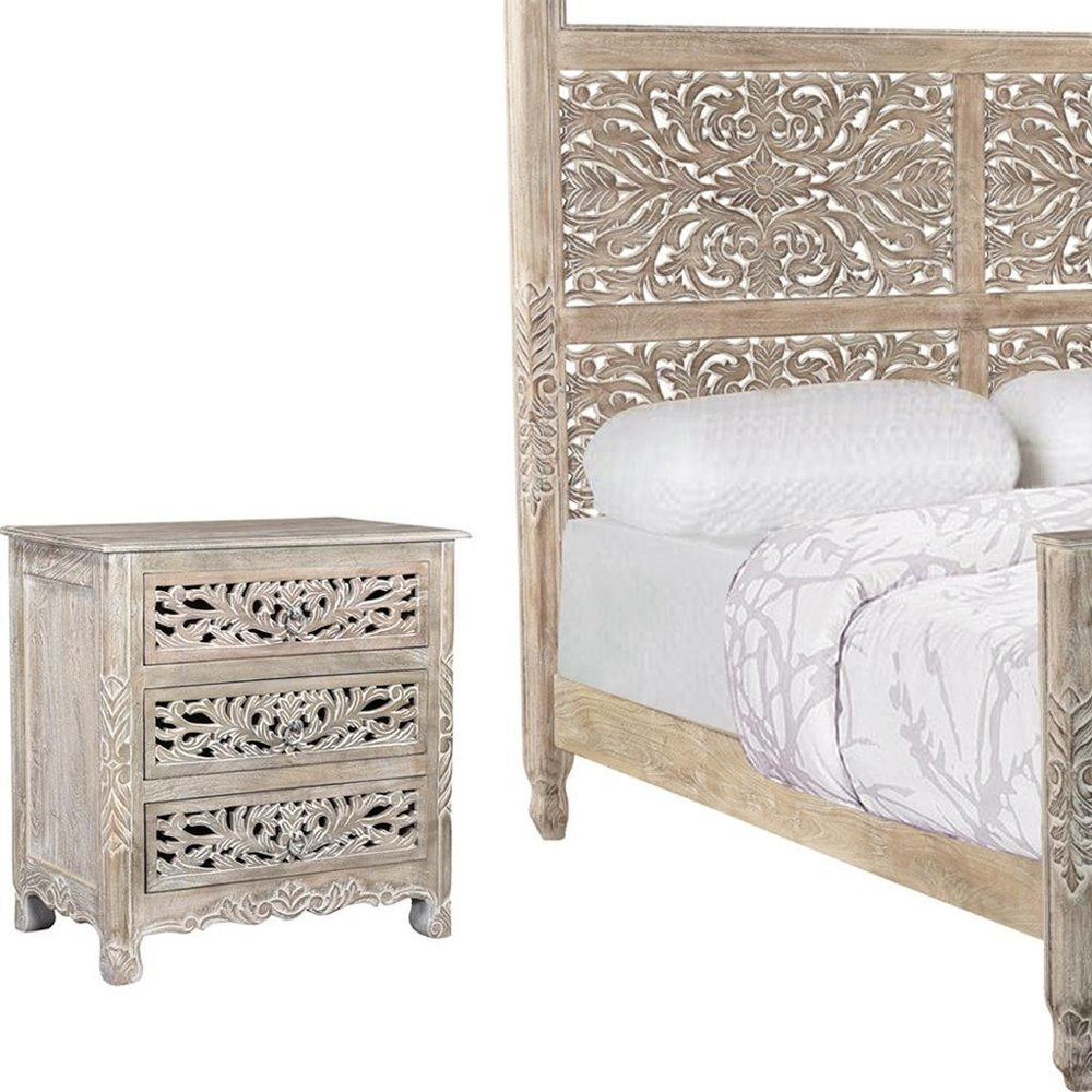 Three Piece Gray Solid Wood Bedroom Set HomeRoots