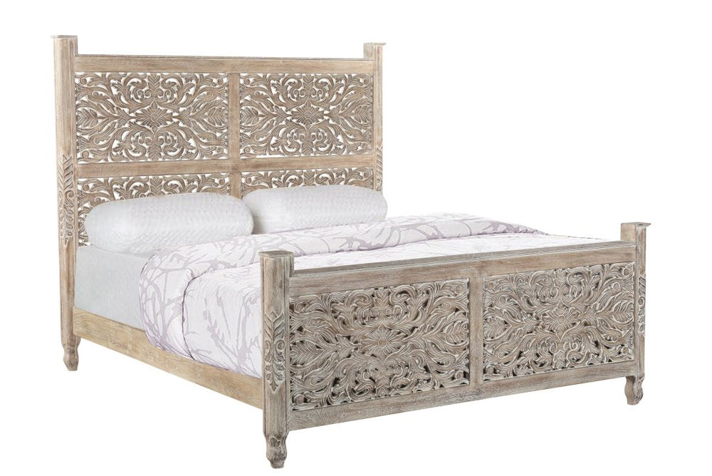 Three Piece Gray Solid Wood Bedroom Set — view 2