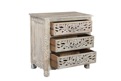 Three Piece Gray Solid Wood Bedroom Set
