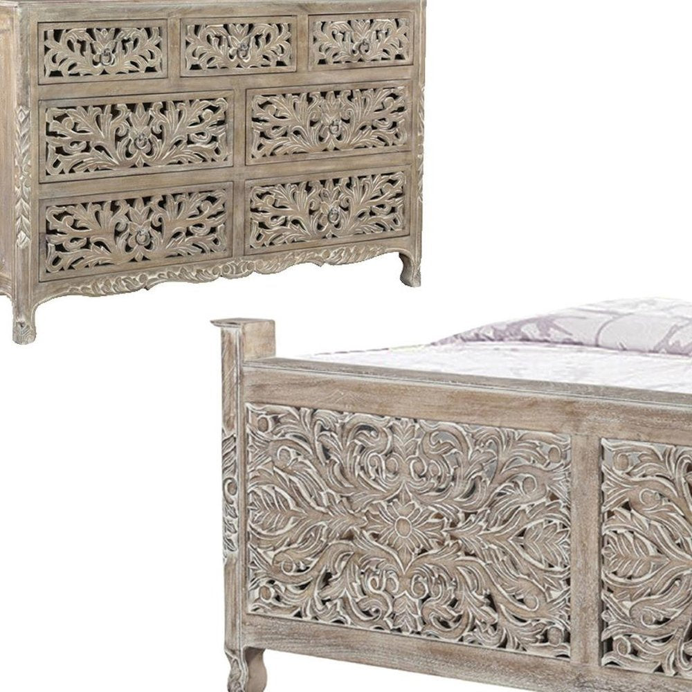 Three Piece Gray Solid Wood Bedroom Set — view 8