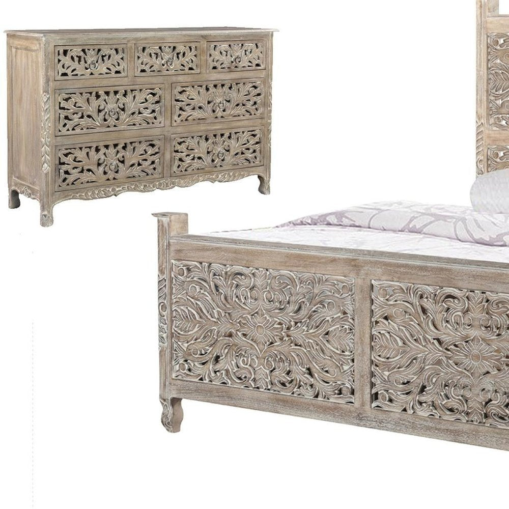 Three Piece Gray Solid Wood Bedroom Set — view 9