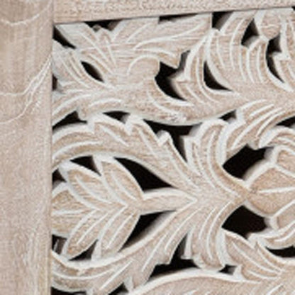 52" White Distressed Solid Wood Carved Floral Storage Ottoman HomeRoots