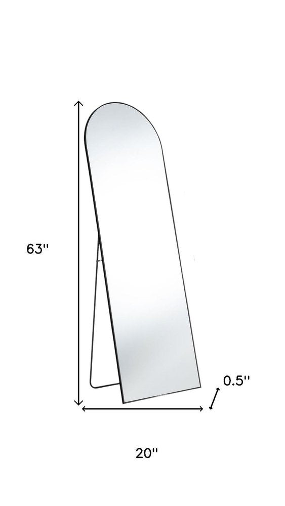 63" Black Metal Arch Freestanding and Wall Mount Framed Full Length Mirror HomeRoots