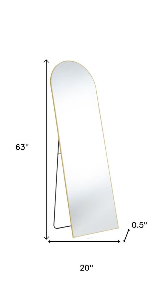 63" Gold Metal Arch Freestanding and Wall Mount Framed Full Length Mirror HomeRoots