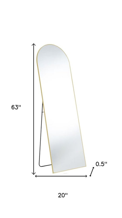 63" Gold Metal Arch Freestanding and Wall Mount Framed Full Length Mirror HomeRoots