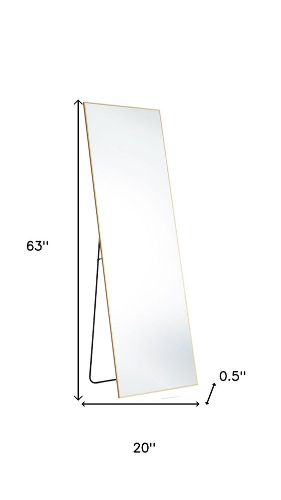 63" Gold Metal Freestanding and Wall Mount Framed Full Length Mirror HomeRoots