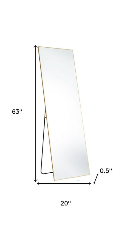 63" Gold Metal Freestanding and Wall Mount Framed Full Length Mirror HomeRoots