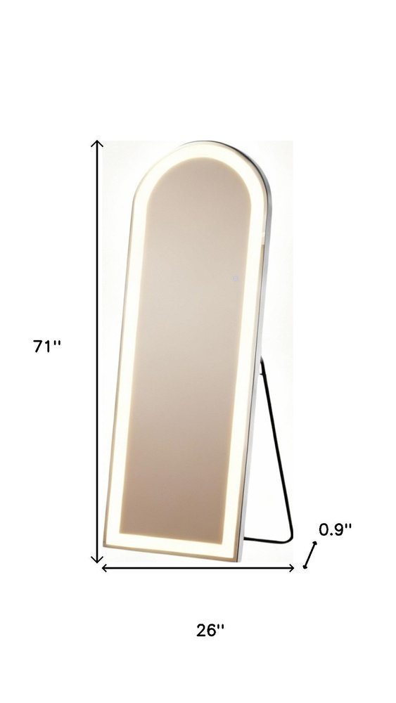 71" Clear Arch Lighted Freestanding and Wall Mount Frameless Full Length Mirror — view 2