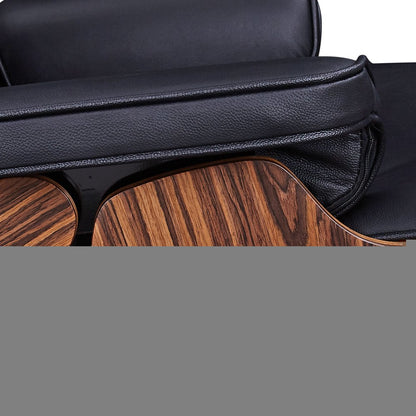 28" Black and Rosewood Tufted Genuine Leather Lounge Chair With Ottoman HomeRoots