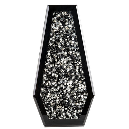 14" Black And Silver Glass Table Vase With Faux Crystals HomeRoots