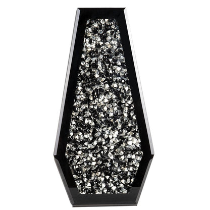 14" Black And Silver Glass Table Vase With Faux Crystals HomeRoots