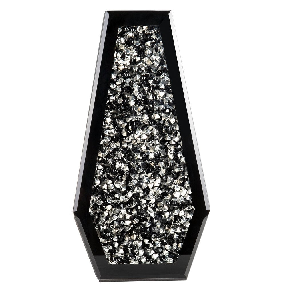 14" Black And Silver Glass Table Vase With Faux Crystals HomeRoots