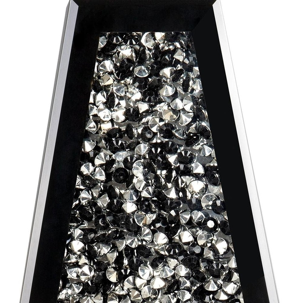14" Black And Silver Glass Table Vase With Faux Crystals HomeRoots