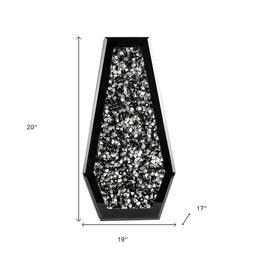 14" Black And Silver Glass Table Vase With Faux Crystals HomeRoots