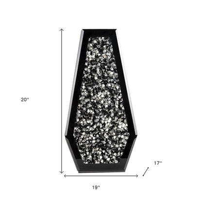 14" Black And Silver Glass Table Vase With Faux Crystals HomeRoots