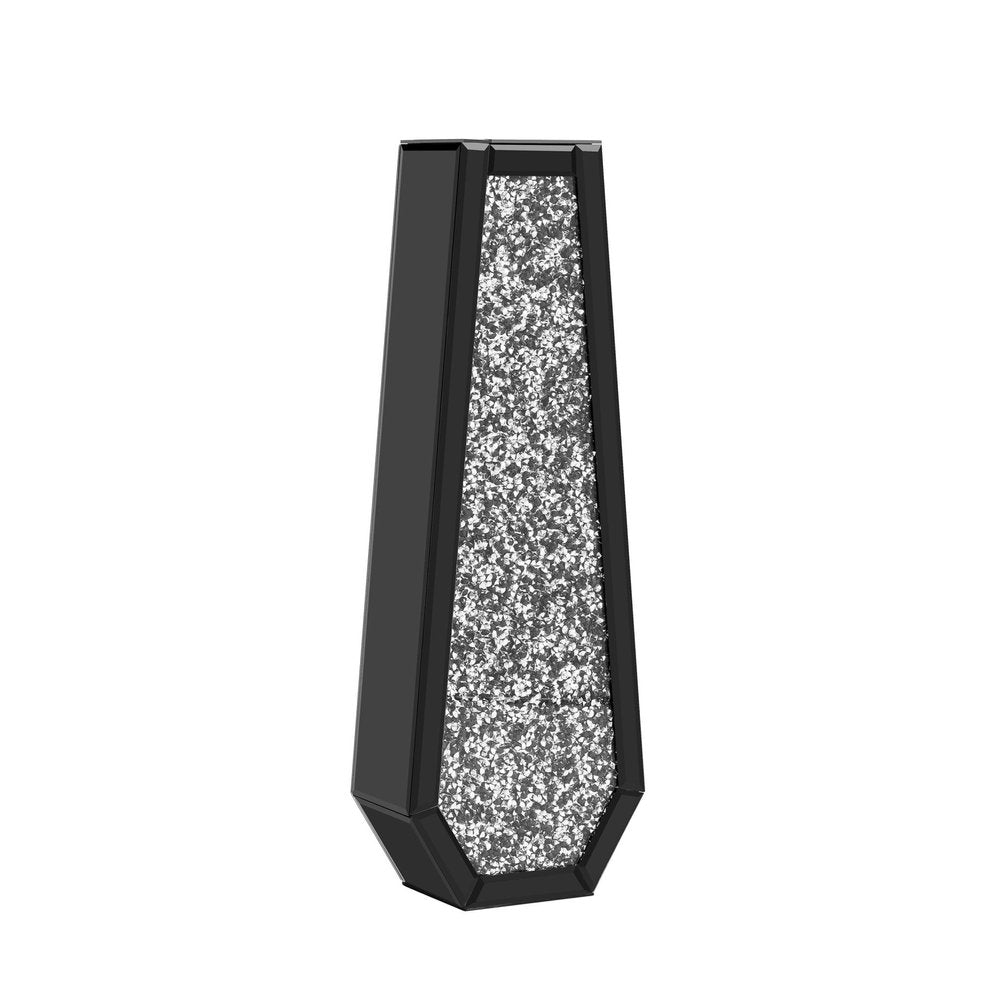 30" Black Mirrored Glass Floor Vase With Faux Crystals HomeRoots