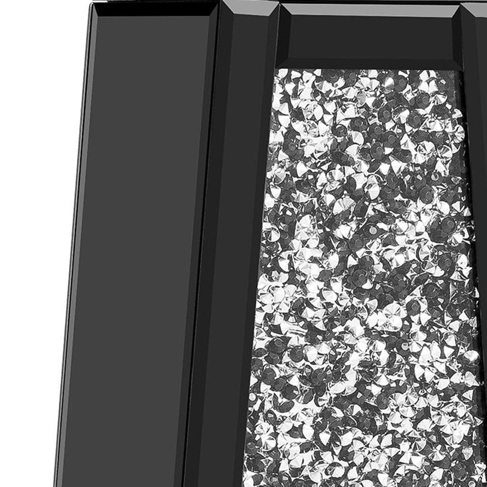 30" Black Mirrored Glass Floor Vase With Faux Crystals HomeRoots