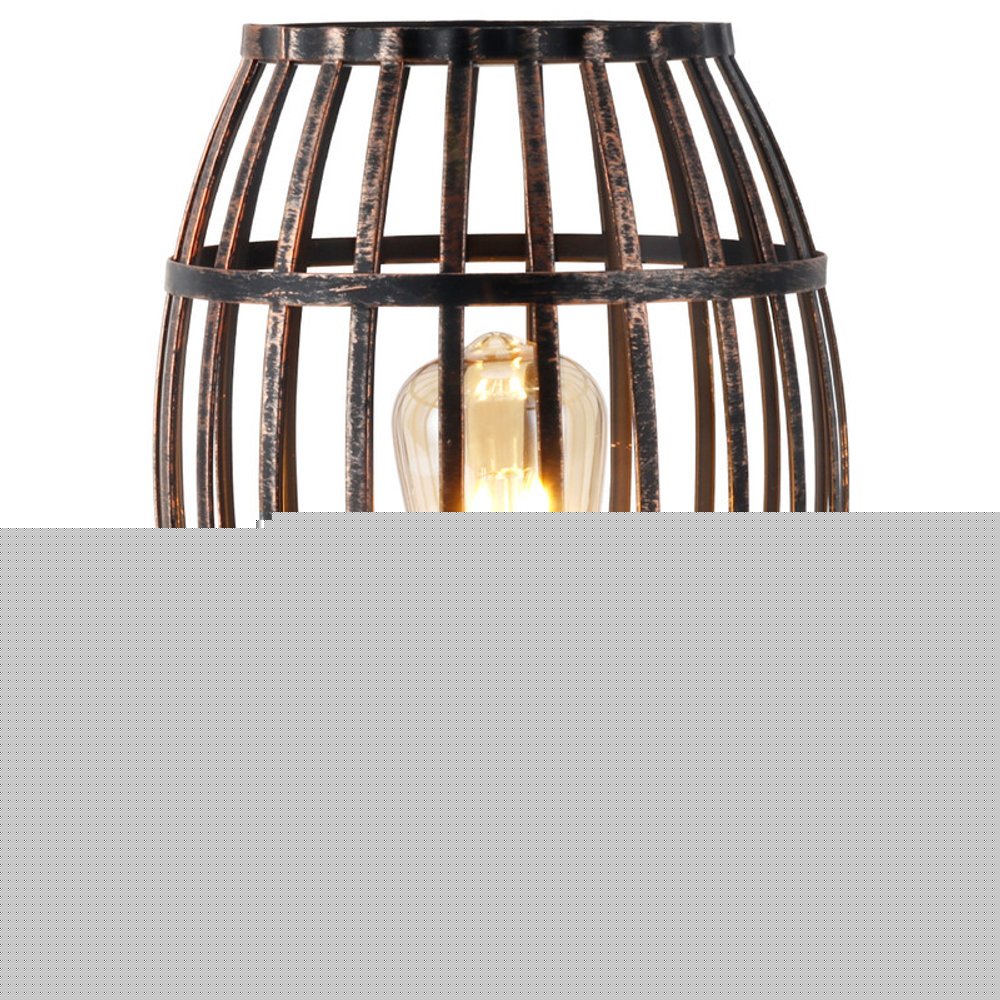 8" Black Battery Operated Novelty Bedside Lamp With Cage Shade HomeRoots