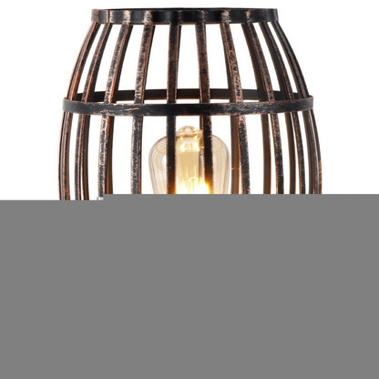 8" Black Battery Operated Novelty Bedside Lamp With Cage Shade HomeRoots