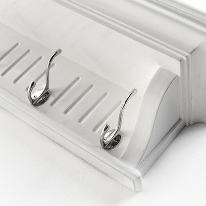 39" White Solid Wood Six Hook Wall Mount Coat Rack HomeRoots