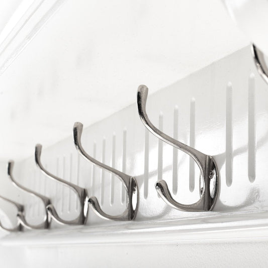 Six Hook 39" White Solid Wood Wall Mount Coat Rack HomeRoots
