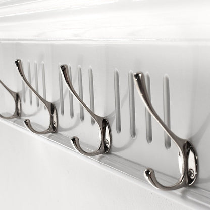 Four Hook 28" White Solid Wood Wall Mount Coat Rack HomeRoots
