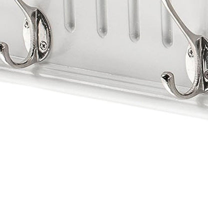 Four Hook 28" White Solid Wood Wall Mount Coat Rack HomeRoots