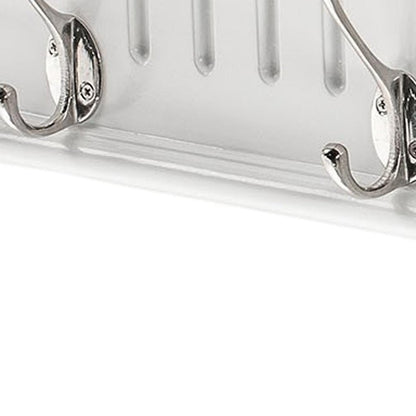 Four Hook 28" White Solid Wood Wall Mount Coat Rack